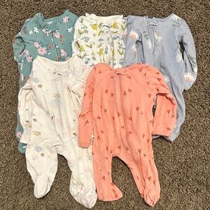 Carter's Floral and Patterned Kids Footies - Pink, Blue, Green